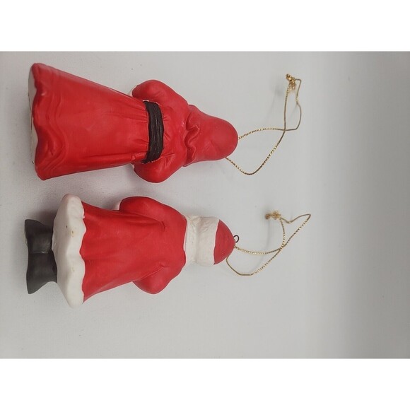 Vintage Santa Christmas Set 2 Ornaments Ardco Taiwan Porcelain 4" Holiday 1989 - Picture 8 of 15